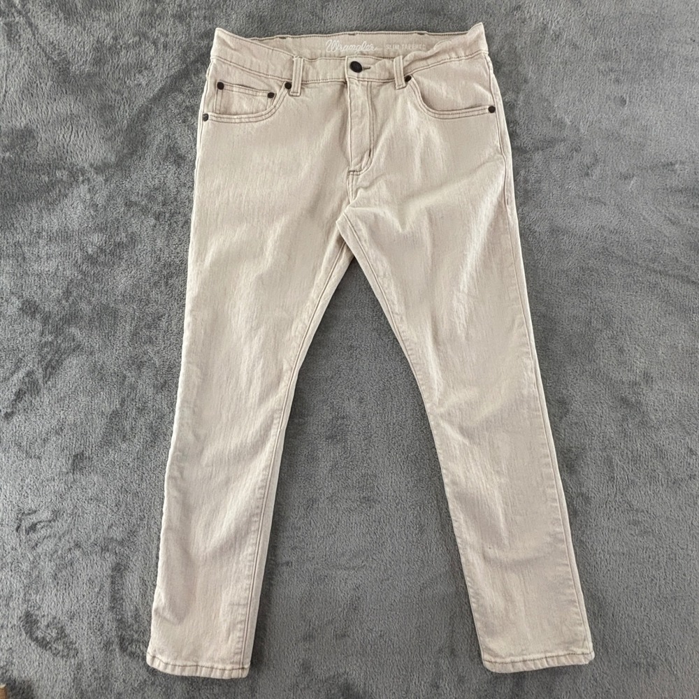 Wrangler Slim Fit‎ Tapered Jeans Mens 31x30 Light Beige Stretch Denim 86MWMCN